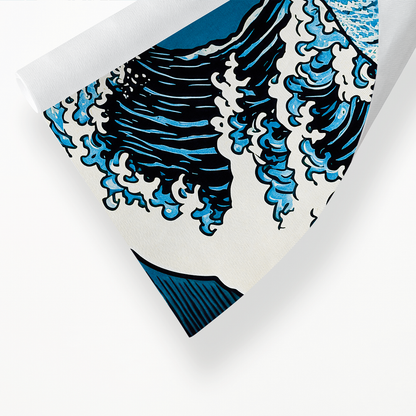 French bulldog surfing on the great wave - Art Print
