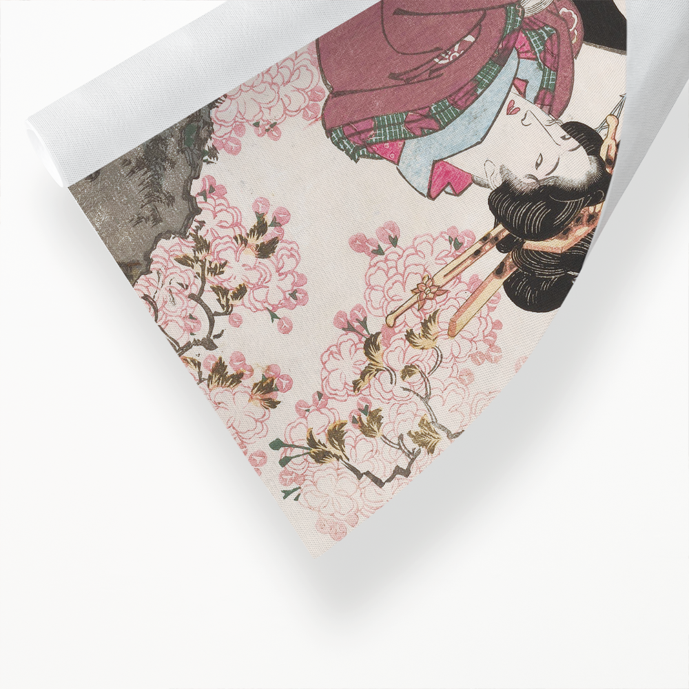 Japanese woman and cherry blossom II by Keisai Eisen - Art Print