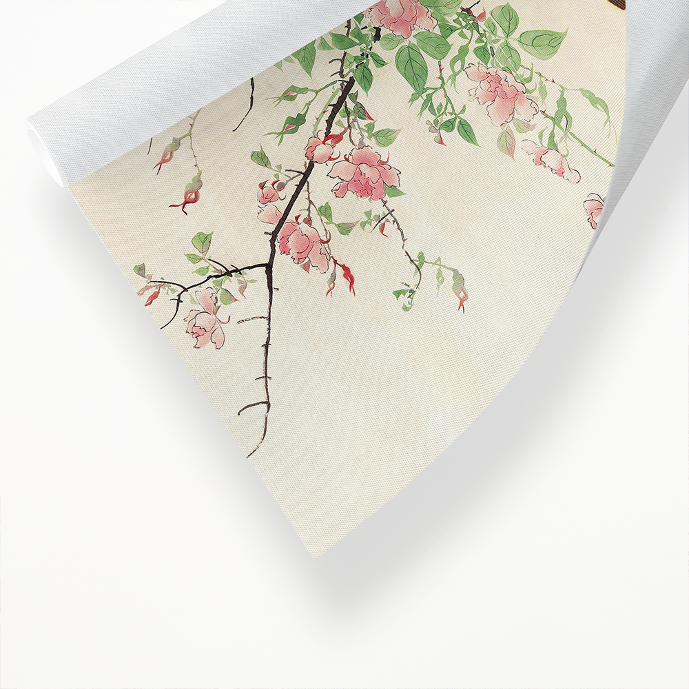 Peacock and flowers by Nagasawa Roshu - Art Print