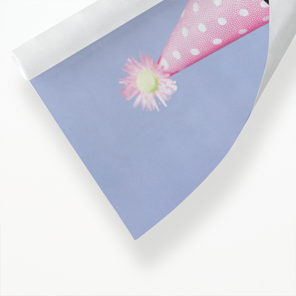Dachshund with a pink party hat - Art Print