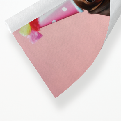 Dachshund puppy with a party hat - Art Print