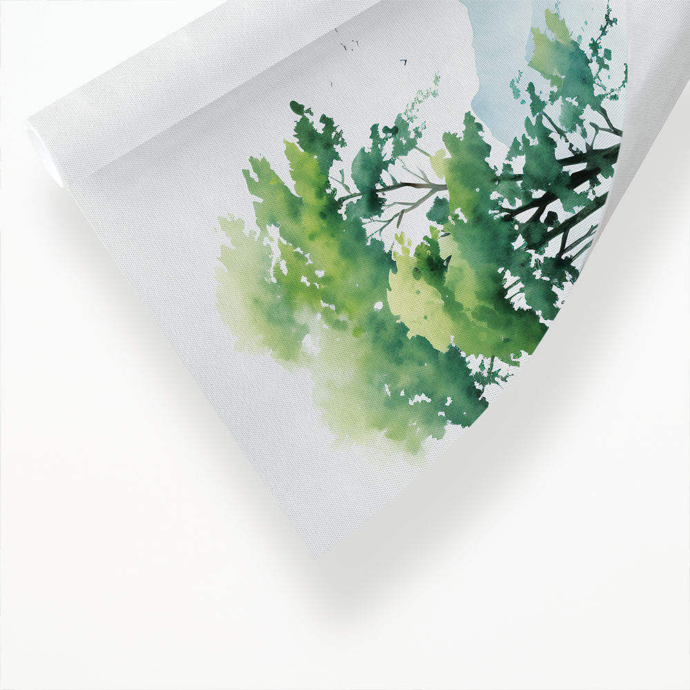 River, Trees, and Majestic Mountains - Art Print