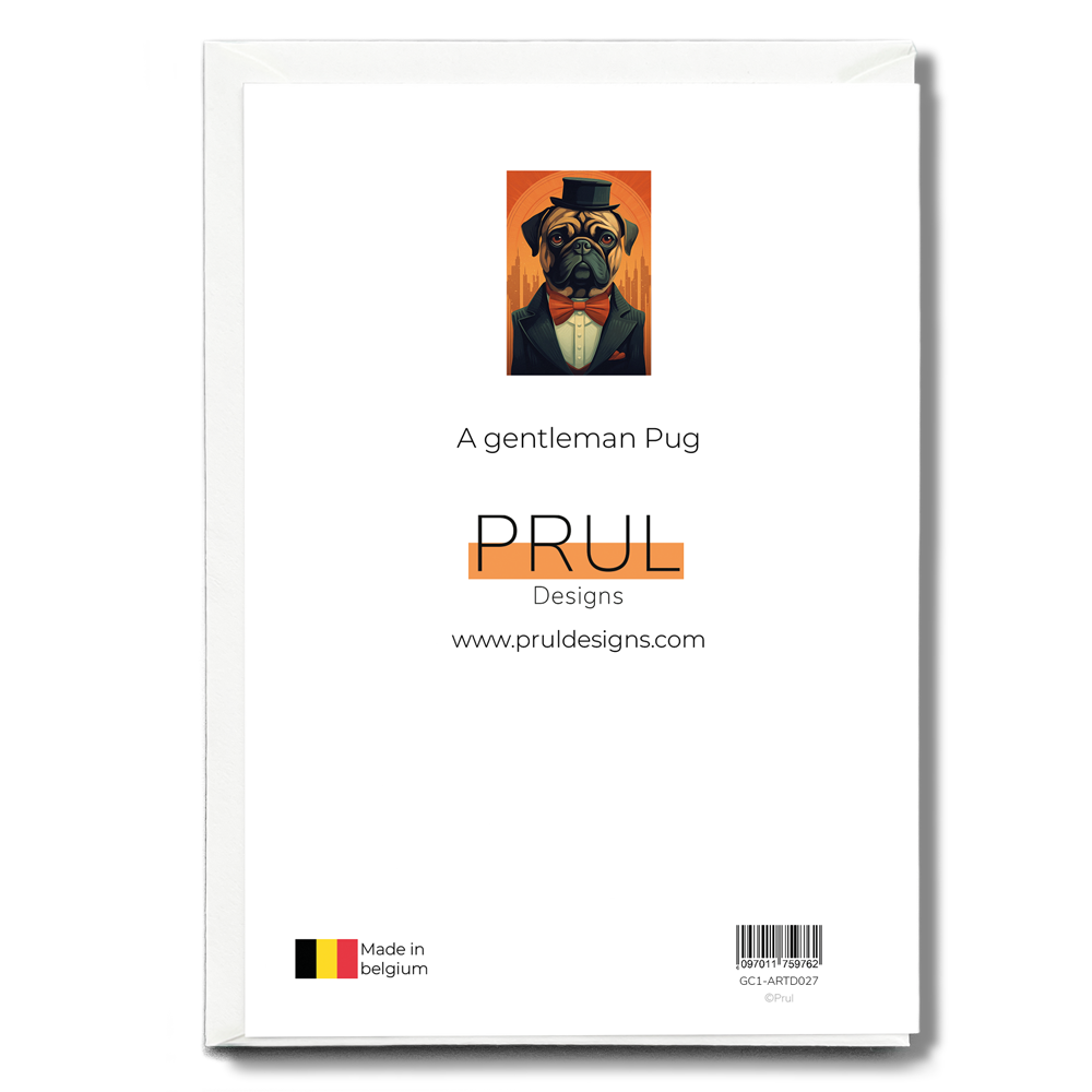 A gentleman Pug - Greeting Card