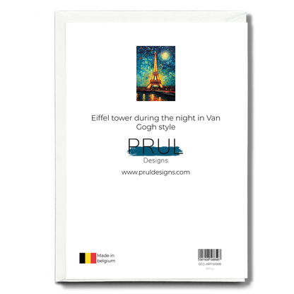 Eiffel tower during the night in Van Gogh style - Greeting Card