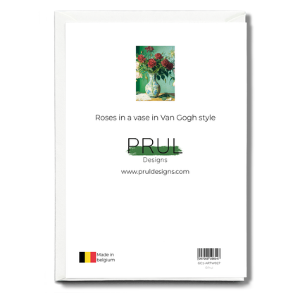 Roses in a vase in Van Gogh style - Greeting Card