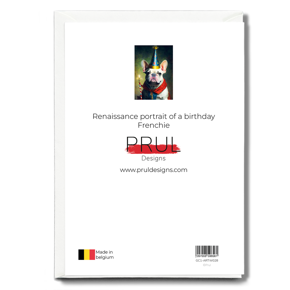 Renaissance portrait of a birthday Frenchie - Greeting Card