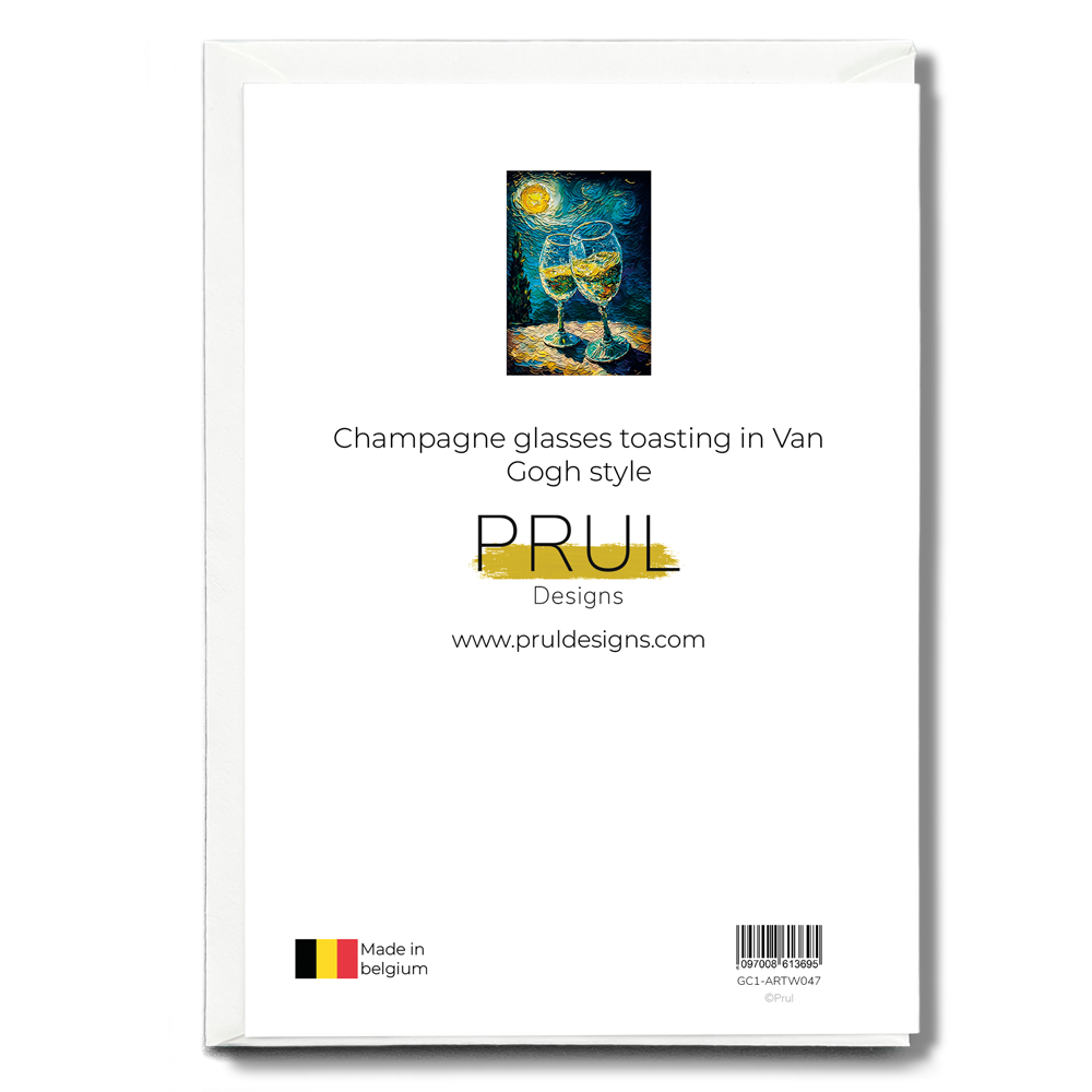 Champagne glasses toasting in Van Gogh style - Greeting Card