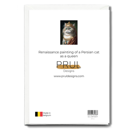 Renaissance painting of a Persian cat as a queen - Greeting Card