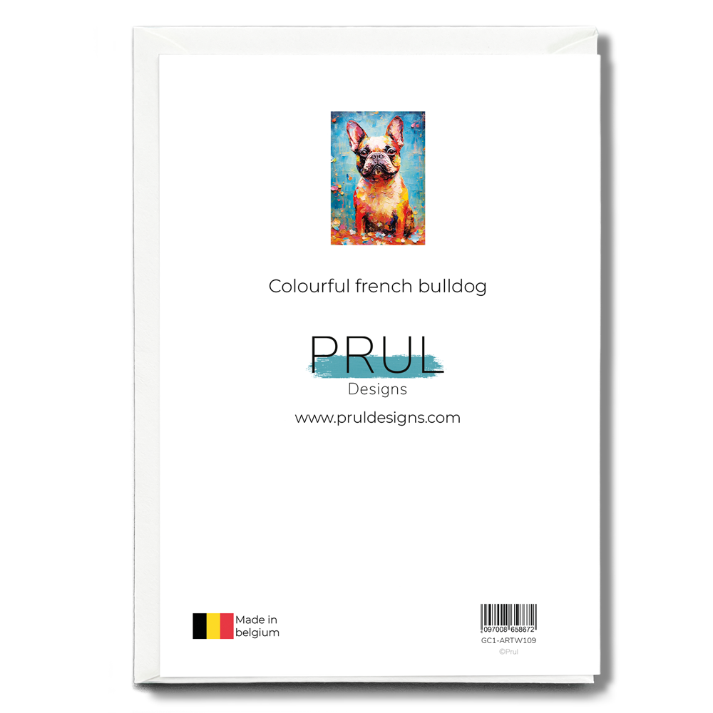 Colourful french bulldog - Greeting Card