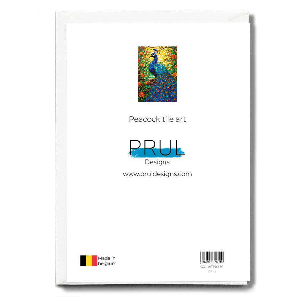 Peacock tile art - Greeting Card
