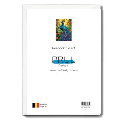 Peacock tile art - Greeting Card
