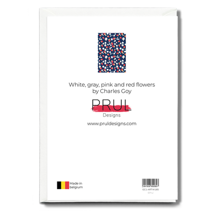 White, gray, pink and red flowers by Charles Goy - Greeting Card