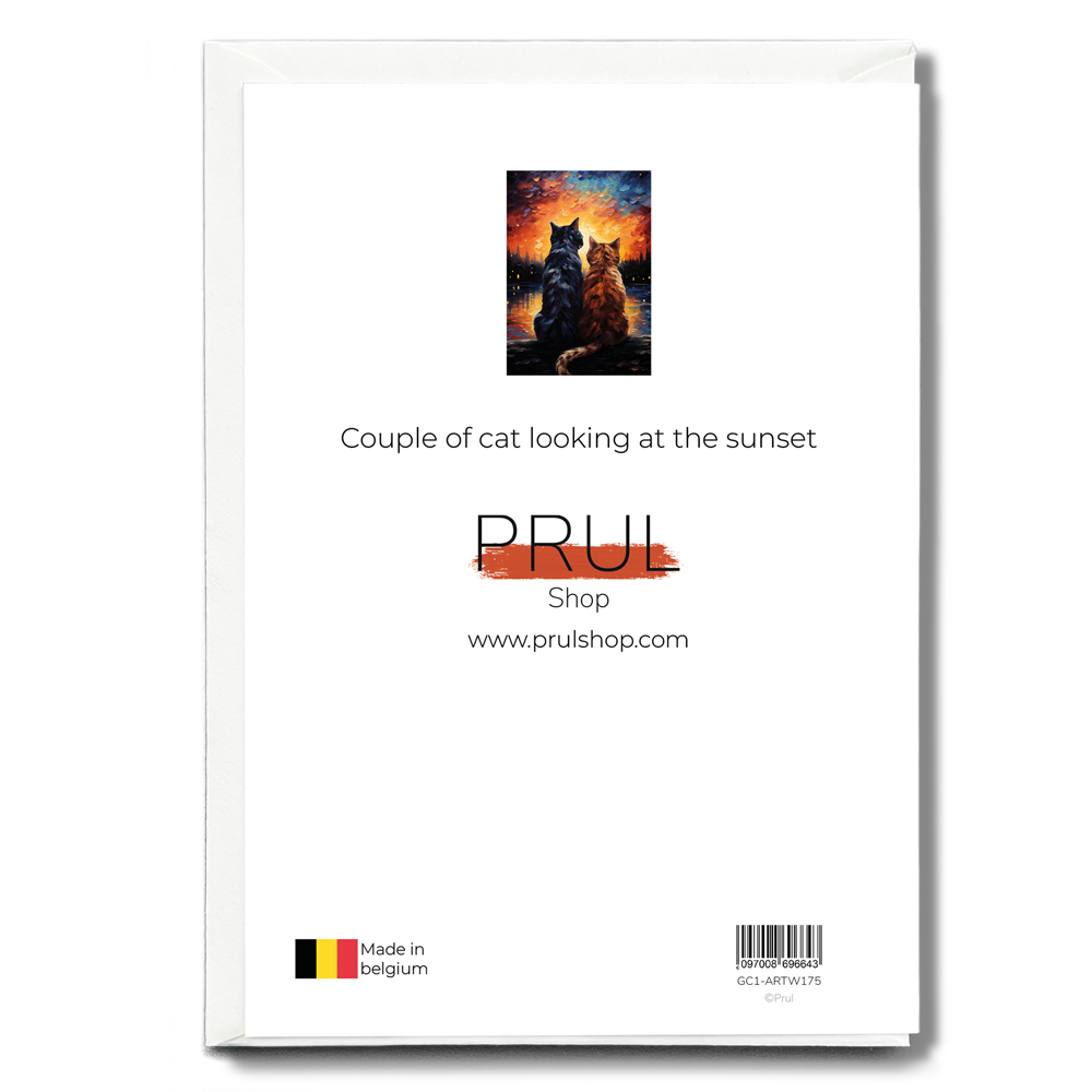 Couple of cat looking at the sunset - Greeting Card