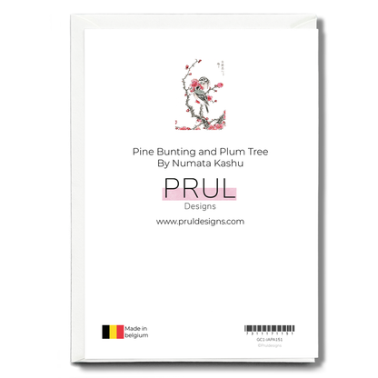 Pine Bunting and Plum Tree By Numata Kashu - Greeting Card