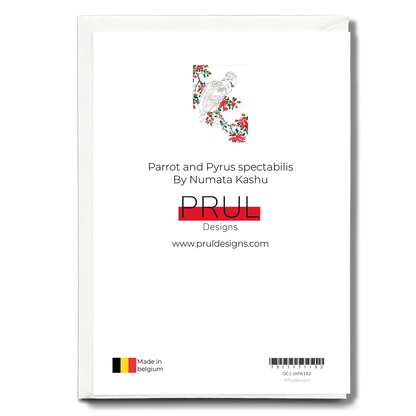 Parrot and Pyrus spectabilis By Numata Kashu - Greeting Card