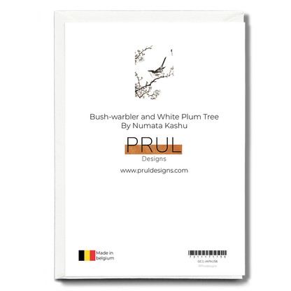 Bush-warbler and White Plum Tree By Numata Kashu - Greeting Card