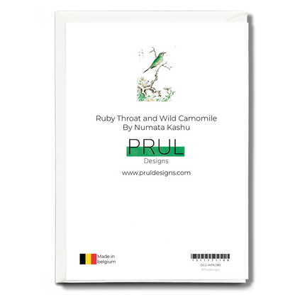 Ruby Throat and Wild Camomile By Numata Kashu - Greeting Card