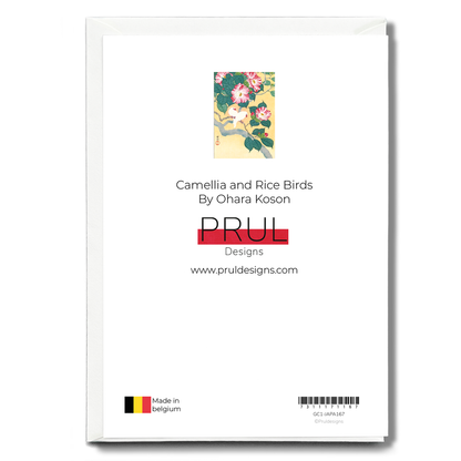 Camellia and Rice Birds By Ohara Koson - Greeting Card