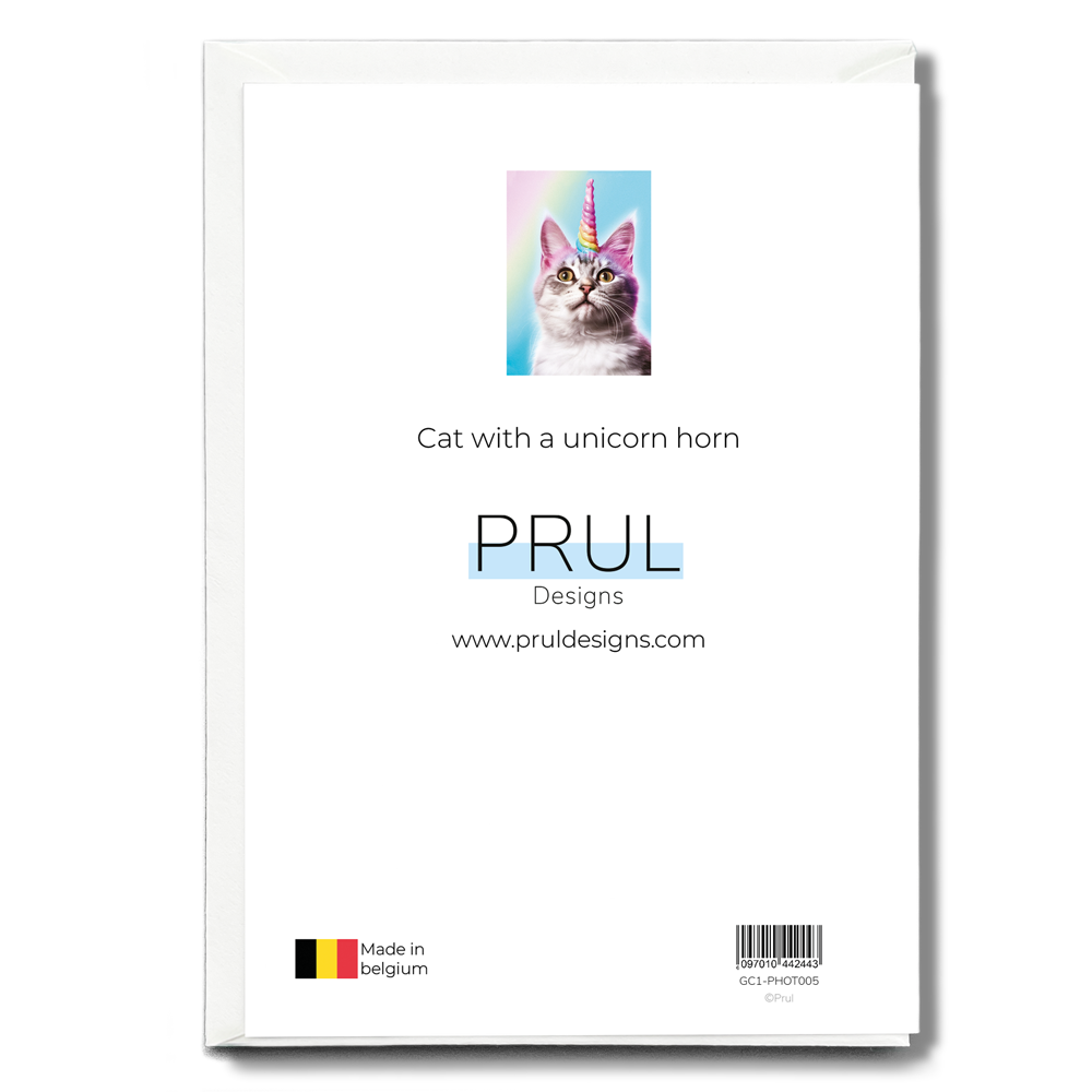 Cat with a unicorn horn - Greeting Card