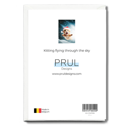 Kitting flying through the sky - Greeting Card