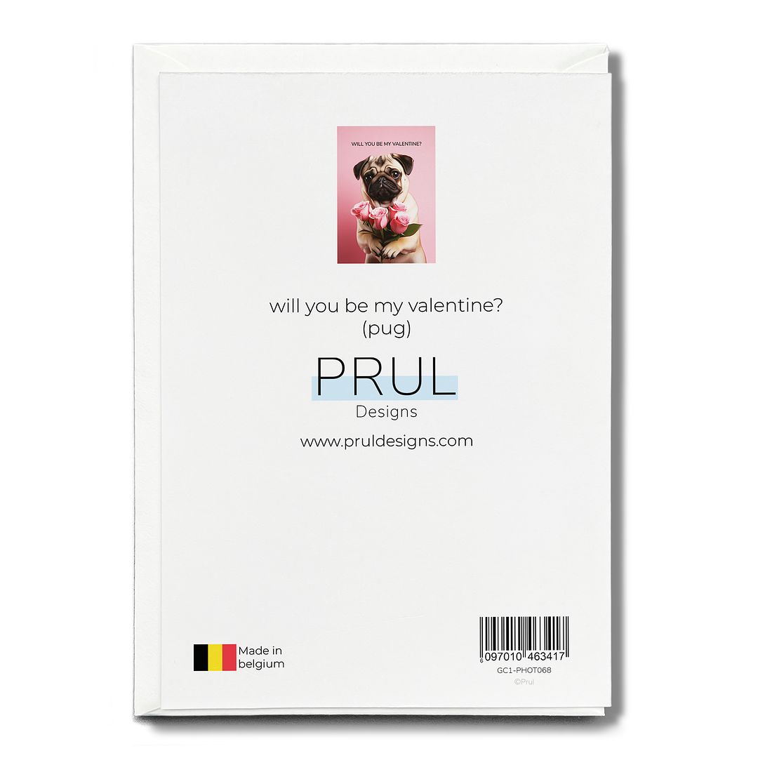 will you be my valentine? (pug) - Greeting Card