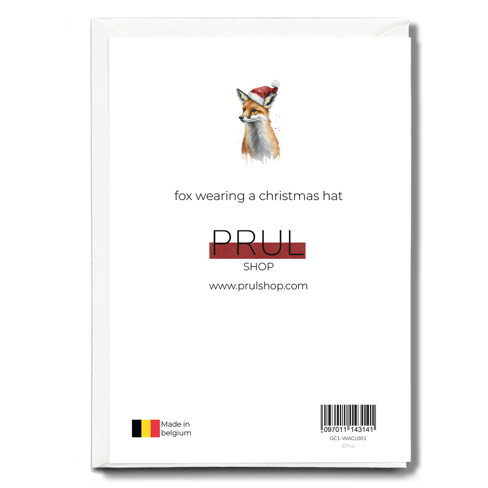 fox wearing a christmas hat - Greeting Card