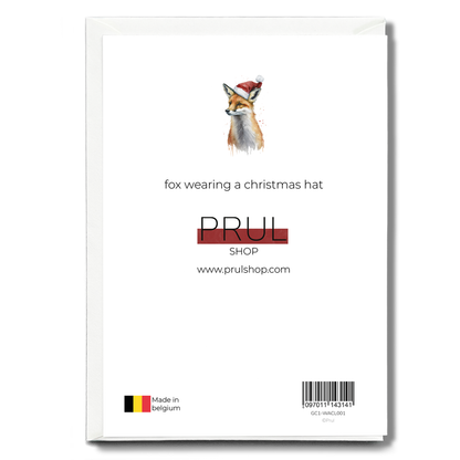 fox wearing a christmas hat - Greeting Card