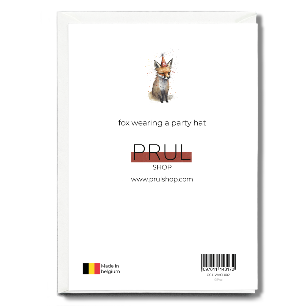 fox wearing a party hat - Greeting Card