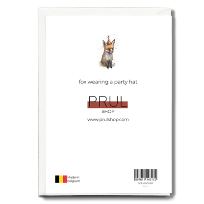 fox wearing a party hat - Greeting Card
