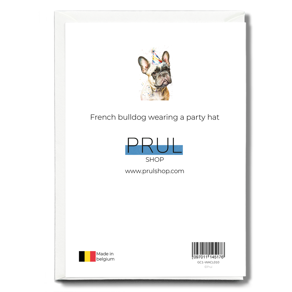 French bulldog wearing a party hat - Greeting Card