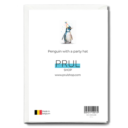 Penguin with a party hat - Greeting Card