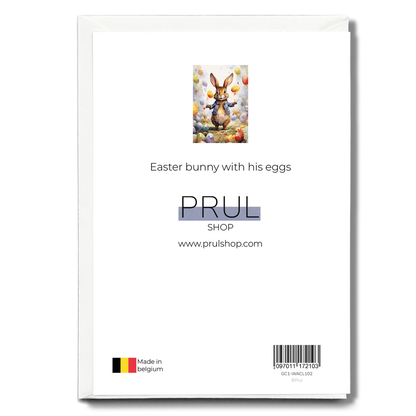 Easter bunny with his eggs - Greeting Card