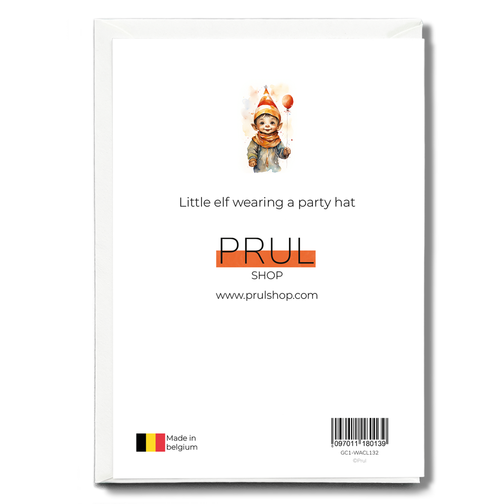 Little elf wearing a party hat - Greeting Card