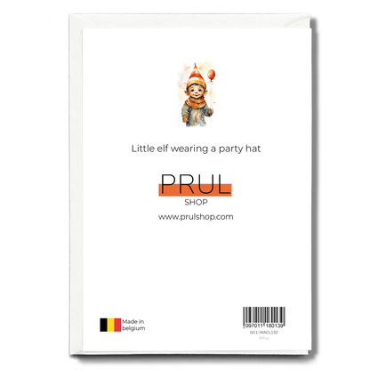 Little elf wearing a party hat - Greeting Card