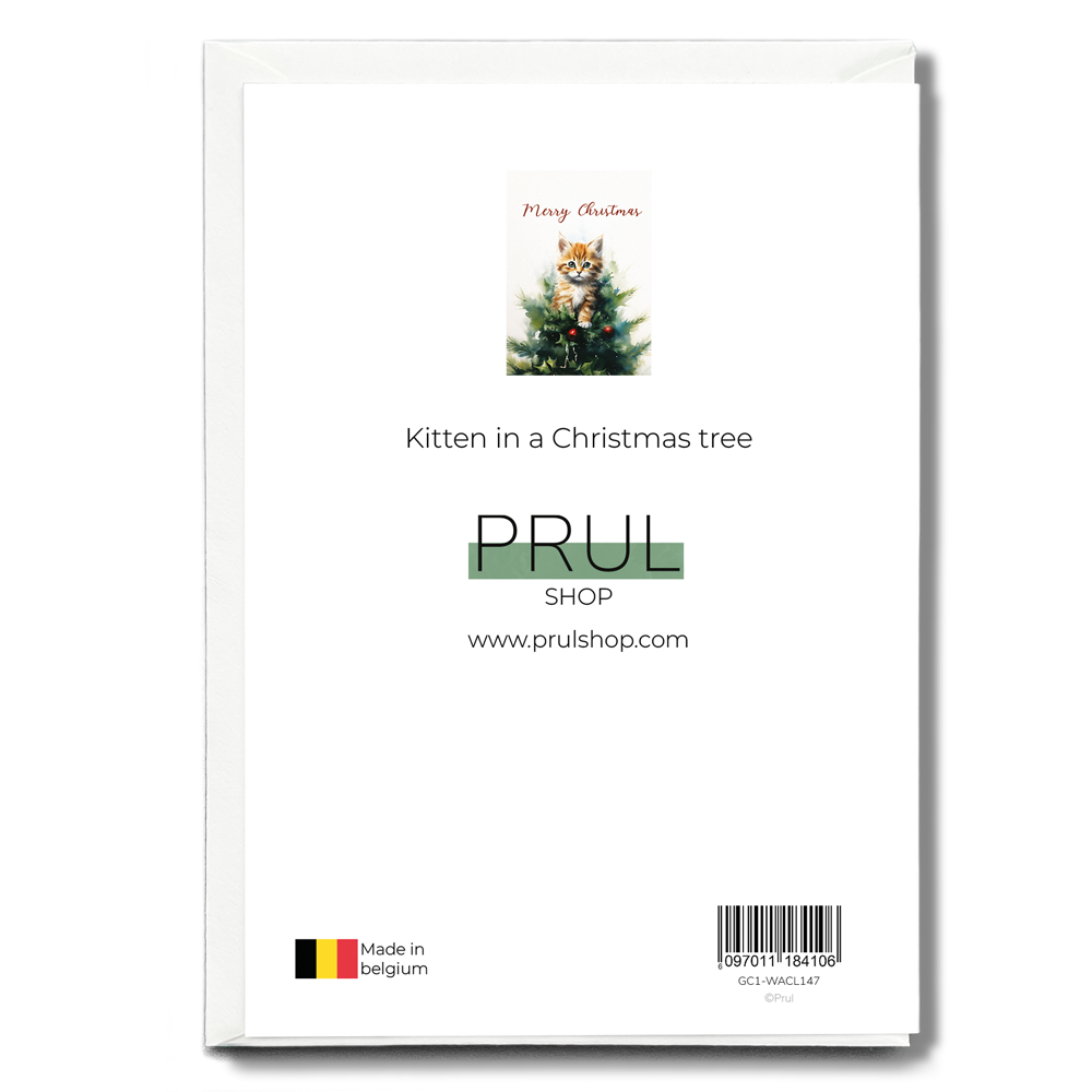 Kitten in a Christmas tree - Greeting Card
