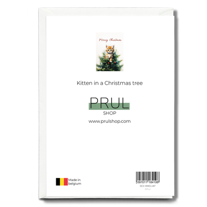 Kitten in a Christmas tree - Greeting Card