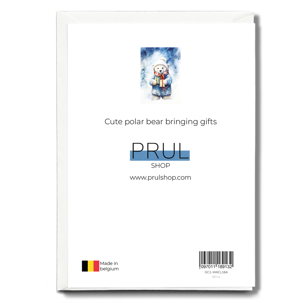 Cute polar bear bringing gifts - Greeting Card
