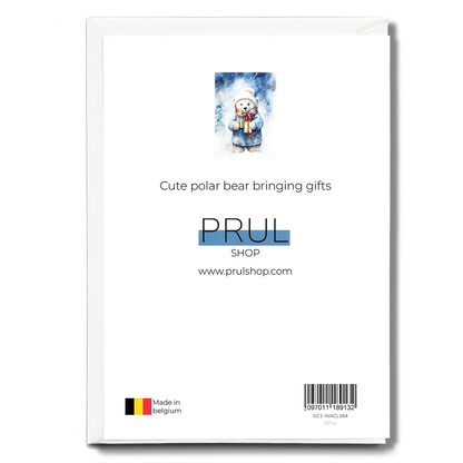Cute polar bear bringing gifts - Greeting Card