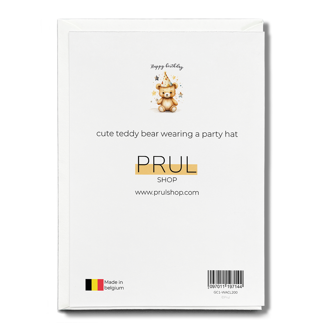 cute teddy bear wearing a party hat - Greeting Card