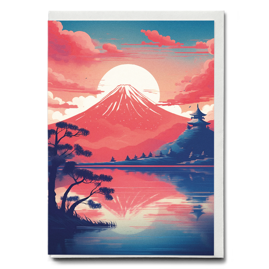 Mount fuji at dusk - Greeting Card