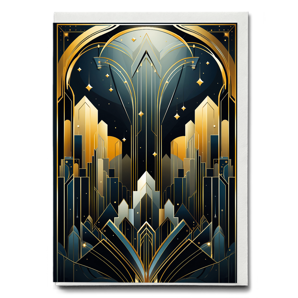 Art Deco pattern (Gold) - Greeting Card