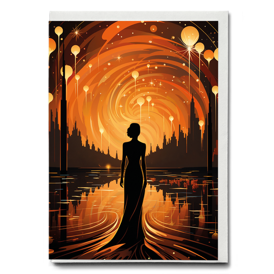 Elegant woman walking - Greeting Card