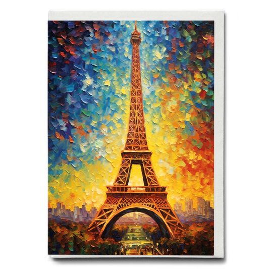 Eiffel tower in dusk in Van Gogh style - Greeting Card