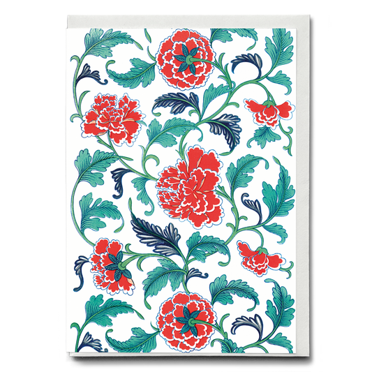 Red floral pattern II - Greeting Card