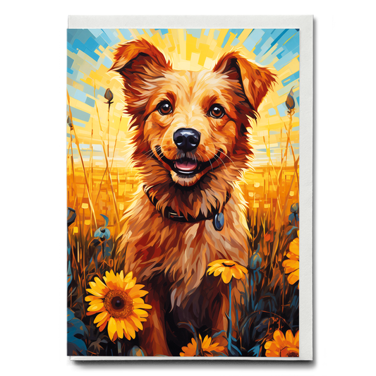 Puppy in a wheat field - Greeting Card