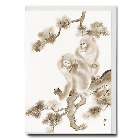 Japanese monkeys By Mori Sosen - Greeting Card