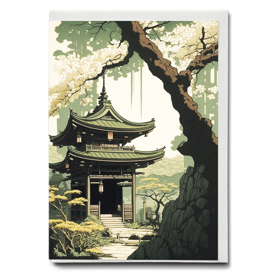 Japanese shrine in the summer - Greeting Card
