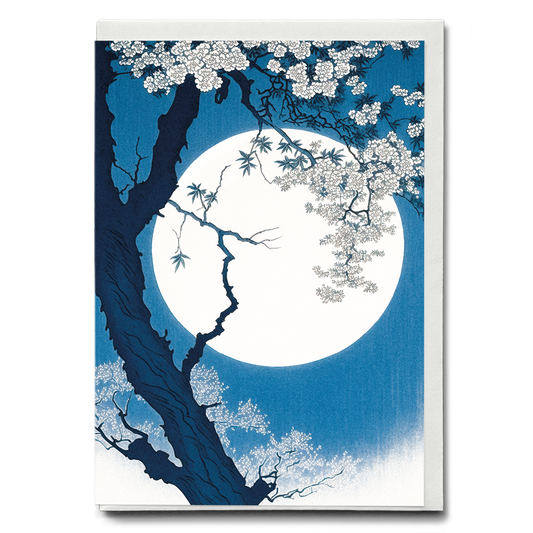 Cherry blossoms on a Moonlit Night - Greeting Card
