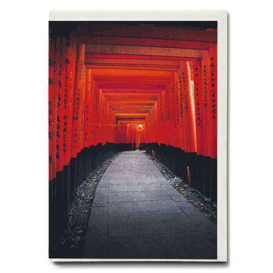 Fushimi Inari Shrine Gate In Kyoto Japanese Woodblock - Greeting Card