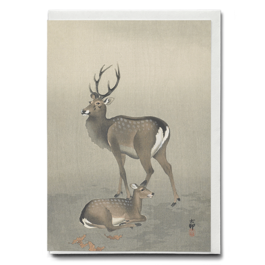 Deer by Ohara Koson  - Greeting Card